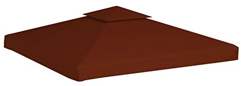 Gecheer Pavillon Dachplane mit Kaminabzug Pavillon Dach Dachplane Ersatzdach Ersatzbezug 310 g/m² 3x3 m Terrakotta