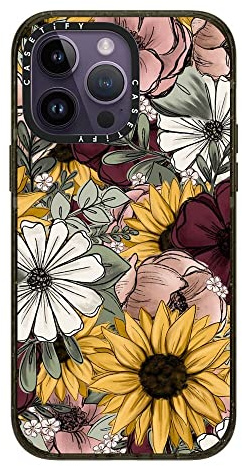 CASETiFY Impact iPhone 14 Pro Max Case [4X Military Grade Drop Tested / 8.2ft Drop Protection/Compatible with Magsafe] - Floral Mix by KT's Canvases - Clear Black