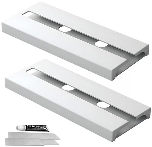 yozhch 2 Pack Plastic Wine Glass Rack, Self-Adhesive Glass Holders Hanging Under Shelf, No Drilling Stemware Rack Under Cabinet, Glass Hanger Shelf for Bar, White