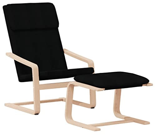 vidaXL Relaxsessel, Fernsehssel mit Fußhocker, Liegesessel für Wohnzimmer, Relaxstuhl Polstersessel Ruhesessel TV Sessel, Schwarz Stoff