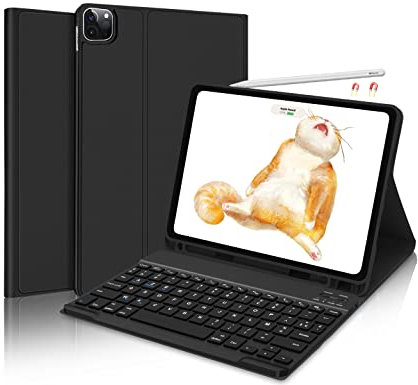 IVEOPPE Clavier iPad Air 4 2020/iPad air 5 2022/iPad Pro 11, Clavier AZERTY détachable à connectivité sans Fil Bluetooth pour IPAD air 5 ème Génération 10.9/iPad Pro 11 2022/2021/2020,Noir