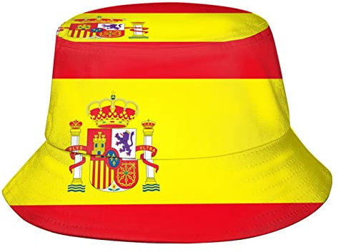 Sombreros de Pescador Unisex con Bandera de España, Sombreros de Pescador empacables para Viajes de Verano al Aire Libre, Senderismo, Gorras de Playa para Hombres y Mujeres