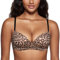 DOBREVA Women's Push Up Bra Plunge Wireless Comfortable T Shirt Padded Bras Natural Leopard 38DD