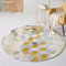 Rug-QJDDUP Rund Teppich Kurzflor,Yellow,Round Diameter 120 cm, Senfgelb-graues Kariertes Design, Designer Teppiche fürs Wohnzimmer, Kinderzimmer, Schlafzimmer, Esszimmer,