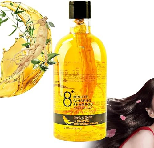 8 Minute Ginseng Shampoo | 400ML Ginseng Extract Root Nourishing Shampoo, Botanical Extracts Gently Nourish Hair,Anti-Hair Loss Shampoo for Stronger, Thicker, Longer Hair