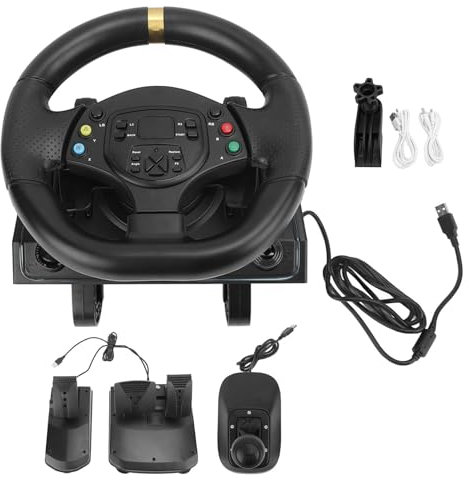 Driving Force Racing Wheel and Floor Pedals, Racing Steering Wheel with Shifter & Cool LED Lighting, Game Racing Wheel for, PS3, Xbox One, Xbox Series X/S, Xbox 360