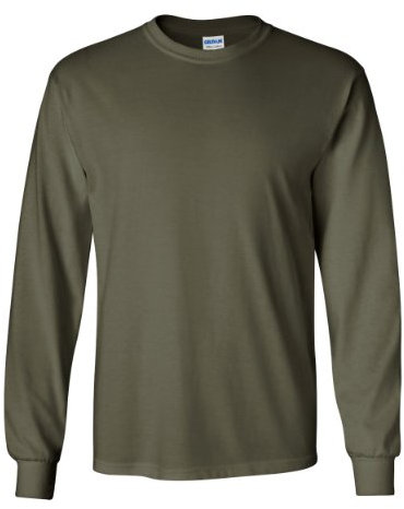 Gildan Men's Ultra Cotton Long Sleeve T-Shirt, Style G2416 Military Green