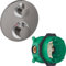 HANSGROHE Facade pour mitigeur thermostatique encastré Ecostat S avec robinet d'arrêt et inverseur noir chromé brossé avec Corps encastré