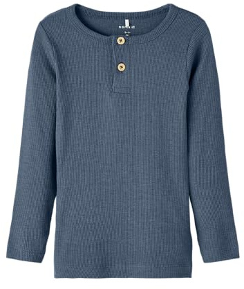 NAME IT Jungen Nmmkab Top Noos Langarmshirt, Bering Sea/Detail:Melange, 92 EU