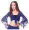 Bauchtanz Oberteil für Damen, 3/4 Ärmel Wickeloberteil, Gartenverband Blumen Schal Crop Top für Tanzbekleidung, Spitzen Schmetterlings Crop Tops, Tribal Bauchtanz Yoga für Frauen und Mädchen
