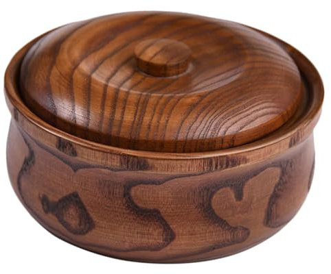 OFFSCH Cuenco de madera para pasta, aperitivos, cuencos de cocina, cuencos japoneses de madera, cuencos de sopa con tapas, cuenco de arroz, contenedor de ramen, recipientes de alimentos con tapas,