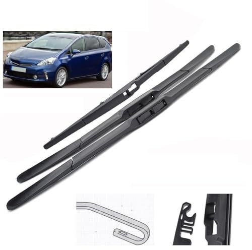 SNKA Auto Scheibenwischer für Toyota Prius Plus/Prius+ 2011–2016, Leiser Ersatzwischblätter Wischer Klingen Wischerblätter Bürsten ZubehöR