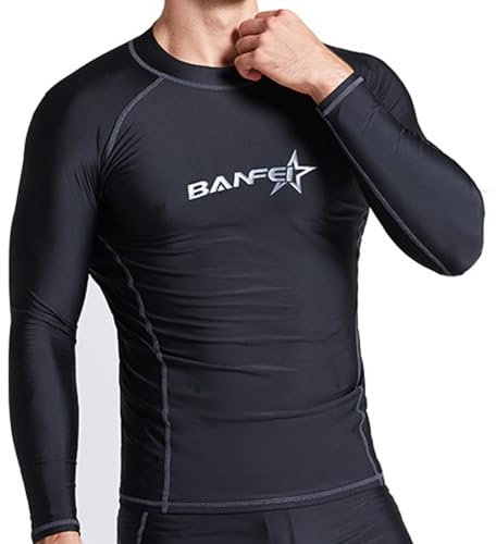 Mens Swim Shirts UPF 50+ Mens Rash Vest Long Sleeve Performance Fit Compression Rash Guard Shirts Quick Dry (UK, Alpha, XXL, Regular, Regular, Long Sleeve)