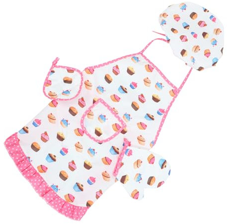 Toyvian 1set Costume Da Cucina Per Ragazzo Ragazza Grembiule Guanto e Cuscinetto Per Cottura Accessori Divertenti Per Cucinare e Giocare Famiglia
