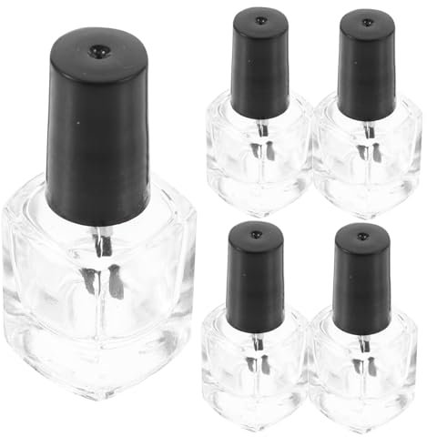 POPETPOP Diy Square Nail Polish Bottle 5ml Capacity Glass Material Brush inside 5pcs/pack
