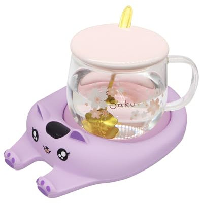 Chauffe Tasse, Chauffe café pour Bureau, Chauffe-Tasse à café, arrêt Automatique, Chauffe-Bougie Intelligent avec 3 réglages de température, Chauffe-Boisson électrique (Violet)