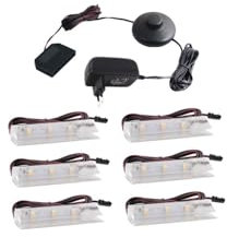 ledomec LED Glasbodenbeleuchtungs Set Mit 1-6 Clips (kaltweiß 6000K, 6er komplettset mit Fußdruckschalter)