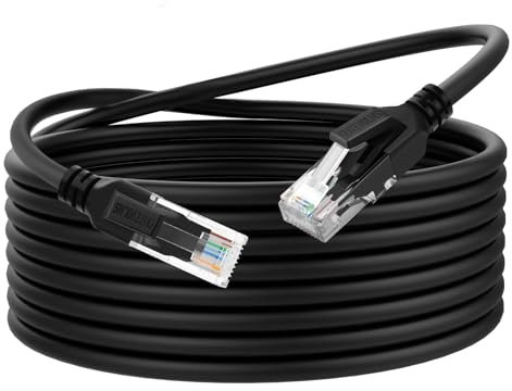 Dutevolns Ultra Flexible Cat 6 Ethernet Cable 8M, Soft 10Gbps Cat 6a Rj45 Network Cable, Gigabit LAN Cord for Mac, PC, Router, Laptop (Black)