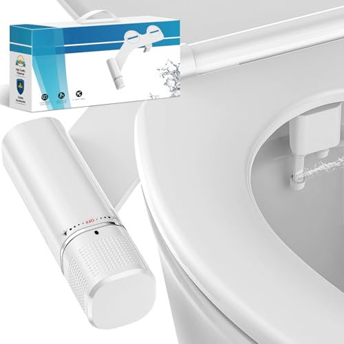 MUJIUSHI Pulvérisateur Bidet non électrique - Nettoyage avant et arrière - Bouton poussoir réglable pour eau froid avec Double Buse Interface France Taille Standard 3/8 - Bidet Kit Complet