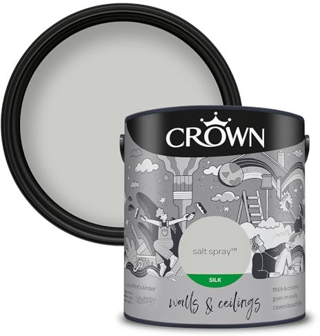 Crown Walls & Ceilings Silk Emulsion Paint, Size 2.5L, Salt Spray