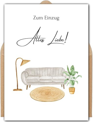 MOKY Grußkarte zum Einzug Glückwunschkarte zur neuen Wohnung Postkarte mit Umschlag