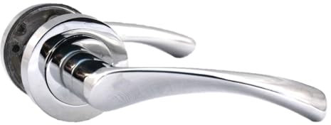 Epsom Door Handle Internal Polished Chrome Twist Door Handle Set, Interior Latch Lever on Rose, Door Latch Chrome, Door Handle Latch, Privacy Lockable Handle for Bathroom, Bedroom, Front Door