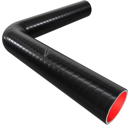 57mm (2 1/4) ID Black Fluorolined Silicone 90 Degree Long Fuel & Oil Elbow Hose - 300mm Each Leg (600mm Total Length)