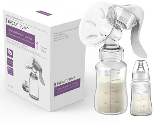 Manual Breast Pump & Breastmilk Storage Bottle, Adjustable Suction Silicone Hand Pump Breastfeeding, Small Portable Manual Breast Milk Catcher Baby Feeding Pumps & Accessories