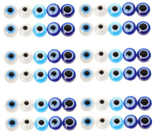 BELLIFFY Evil Eye Beads Turkish Charm Flat Beads for Bracelets Evil Eye Nail Stickers DIY Craft Supplies