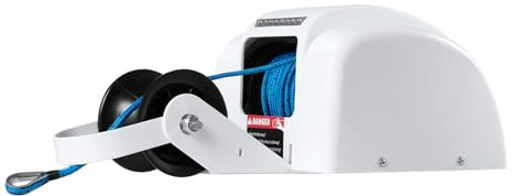 WOLEGM Verricello elettrico, 30 m, 12 V, per barche, cavo elettrico con telecomando e manico, per motoscafo, barche da pesca, barche a motore, bianco