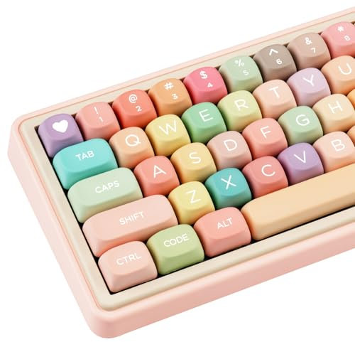 JOLINTAL 126 Touches Custom PBT Keycap, Mignon MOA Keycap, Rond Dye-Sublimation Candy Keycaps Set pour 61/64/68/75/84/87/96/98/104/108 Cherry MX Switche ANSI Clavier Mécanique