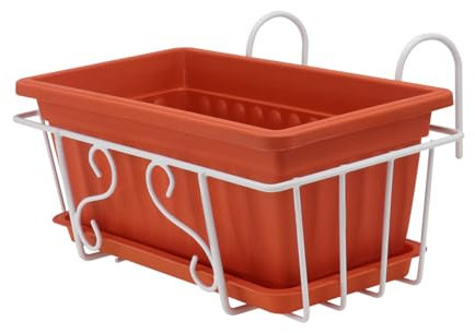 Milisten 1ensemble Support De Fleurs Suspendu Jardinière pour Balcon Bac à Plantes Rectangulaire Économie Espace Installation Facile