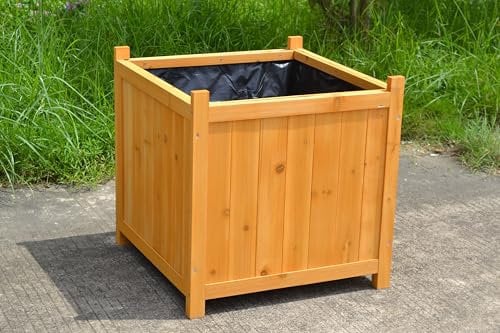 Mucola Blumenkübel aus Holz 50cm Pflanzkasten Garten Terrasse Pflanzkübel | inkl. schwarzer Schutzfolie | Blumentopf Blumentrog Übertopf