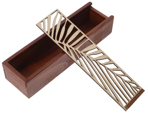 Lurrose Elegante Holzbox Geschenk für Stifteaufbewahrung mit Hohlem Deckel Braun für Büro und Schreibtisch