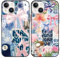 Phoona 2 Pack Cute Bow Case for iPhone 14 /iPhone 13 6.1, European Collage Preppy Summer Girly Design Pattern for Girls Women, Slim Soft Silicone Shockproof Bumper Protector Cover, Blue 01