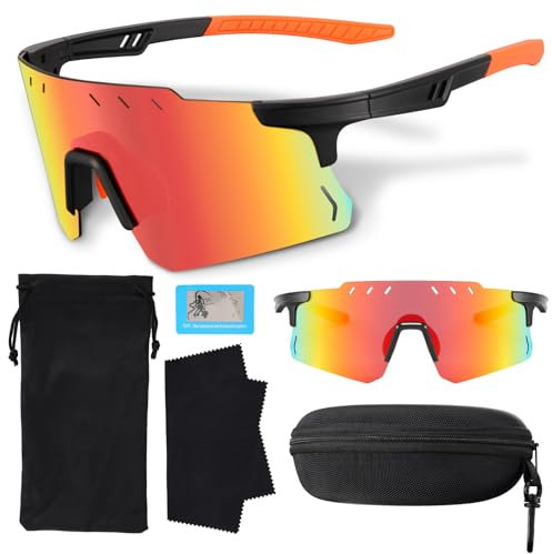 Uilfsur Schnelle Brille Rave Sonnenbrille Herren Damen Polarisiert,Fahrradbrille Sunglasses Herren UV400,Sportbrillen für Outdoor-Aktivitäten wie Reiten Skifahren Angeln Laufen Reisen usw