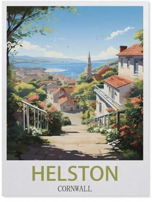 Helston Cornwall Vintage Reiseplakat，1000 Teile Puzzle Erwachsene Dekompressionsspielzeug Erwachsene Ideales Pädagogisches Puzzle Erwachsene Spiele Geschenk（50x70cm）-CE95
