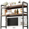 2 -Ebenen schreibtisch regalaufsatz，75CM/95cm/115cm/135cm Metall/Holz Mehrzweck-tischregal, schreibtisch organizer regal, Büro desktop bücherregal, book shelf for Zuhause und Büro (Schwarz, 75cm)