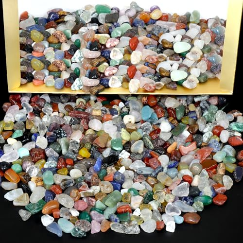 3 lb Crystal Chips, Mixed Natural Tumbled Stones for Crafts and Décor | Colourful Stone Chips in Random Styles and Irregular Shapes for Reiki, Plant Pots, Resin Crafts and Indoor Decoration