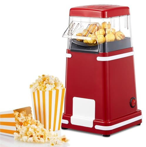 VINATO Maquina Palomitas sin Aceite, Palomitero Portátil 1200W, Operación de un Solo Botón, Fácil Limpieza para Hogar Fiesta Camping