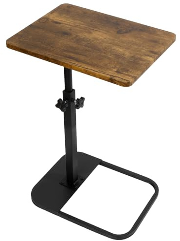 kiss me TV Tray Table, Small Adjustable Height Table C Shaped End Side Table for Sofa, Bed, Living Room Table Laptop Desk for Living Room Bedroom Balcony Patio (Brown) | Adjustable Height, C Shaped Design, Fits Sofa Bed Living Room Balcony Patio, Laptop Desk