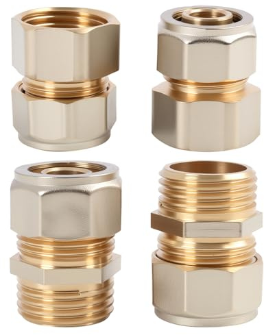 4 Pezzi Raccordi a Vite di Transizione, Raccordo a Compressione in Ottone 16 mm x 1/2 AG Filettatura Esterna, per Tubo Composito Multistrato, Raccordo per tubo in rame, PEX e Alluminio-Plastica