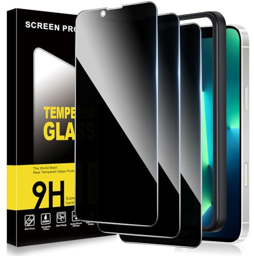 ZhuoFan Sichtschutz für iPhone 13 Pro Panzer Schutz Glas,Privacy Schutzfolie Displayschutz,Anti-Spy 10H Härte Folie Schutzglas Blickschutz mit Rahmen Positionierhilfe,Bläschenfrei,3 Stück