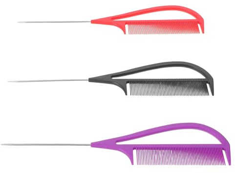 ELAYARD 3 Stück Teiliges Haarkämme Pintail Kämme für Präzises Haarteilen und Färben Metall Rattenschwanzkämme für Styling Flechten und Salon Haarschneidezubehör Langlebig und Einfach zu