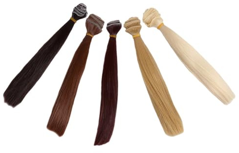 iplusmile 5 Stück Pack Hitzebeständige Puppenhaar Perückenverlängerungen Lang Glattes Kunsthaar für Bjd Puppen Cosplay und Puppenherstellung