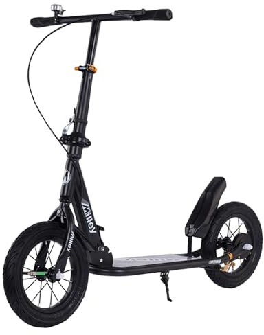 Scooter für Kinder ab 8 Jahren,12 Zoll Pneumatikgummireifen,Stahlrahmen bis 150kg,Höhenverstellbar,Vor- und Rückhandbremse,Anti-Rutsch-Deck,Smooth Ride Roller für Jugendliche