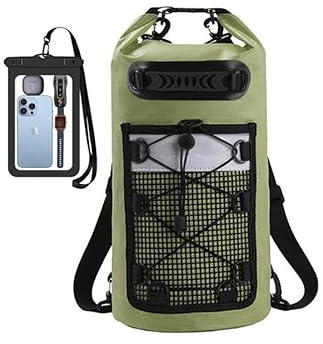 Einfach Draussen Wasserdichter Dry Bag Rucksack 30L, schwimmender Trockenrucksack mit wasserdichter Handyhülle für Wassersport, Angeln, Bootfahren, Kajakfahren, Surfen, Rafting, Geschenke (Grün)