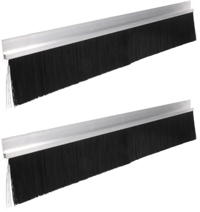 FUNNETOYU Heavy Duty Rolling Door Brush Strip and Noise Blocking 2pcs Aluminium and Plastic Construction with Dense Nylon Bristles Small Animal Protection for Roll up Garage Doors