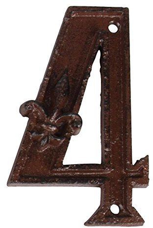 Esschert Design Gusseiserne Hausnummer 4, rostbraun, 7.4 x 1.2 x 11.7, DB62-4