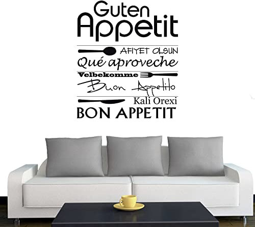 A578 Wandtattoo Guten Appetit 70cm x 60cm schwarz (erh. in 40 Farben und 3 Größen)